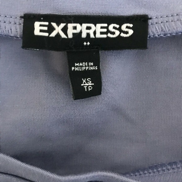 Express Shirt Womens Sz XS Purple Knot Front Short Sleeve Fitted - Picture 7 of 10